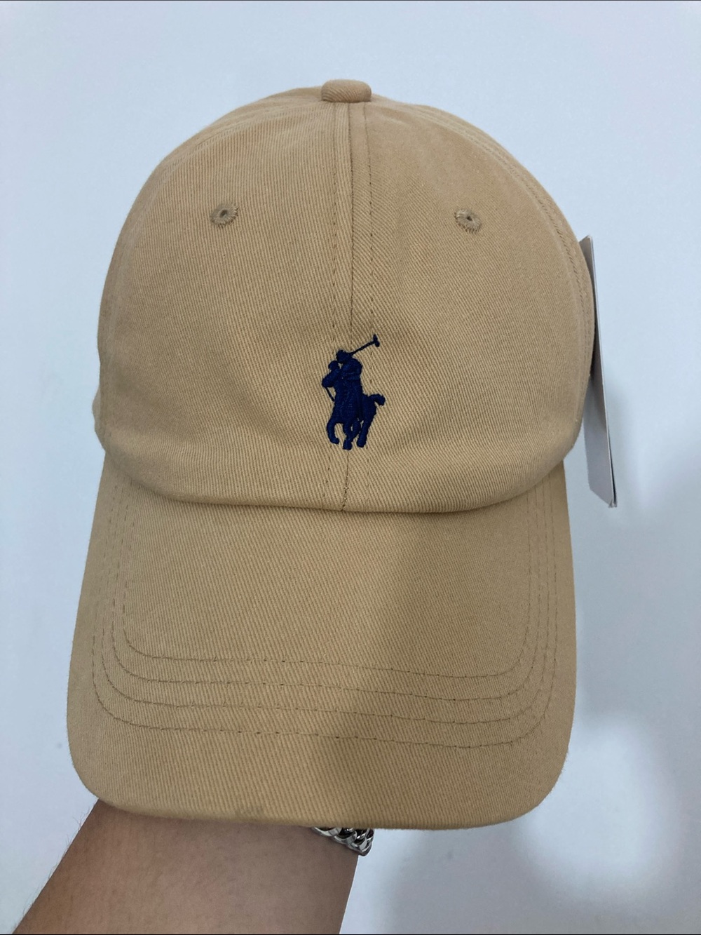 Polo by Ralph Lauren Khaki Baseball Cap with Navy Pony
